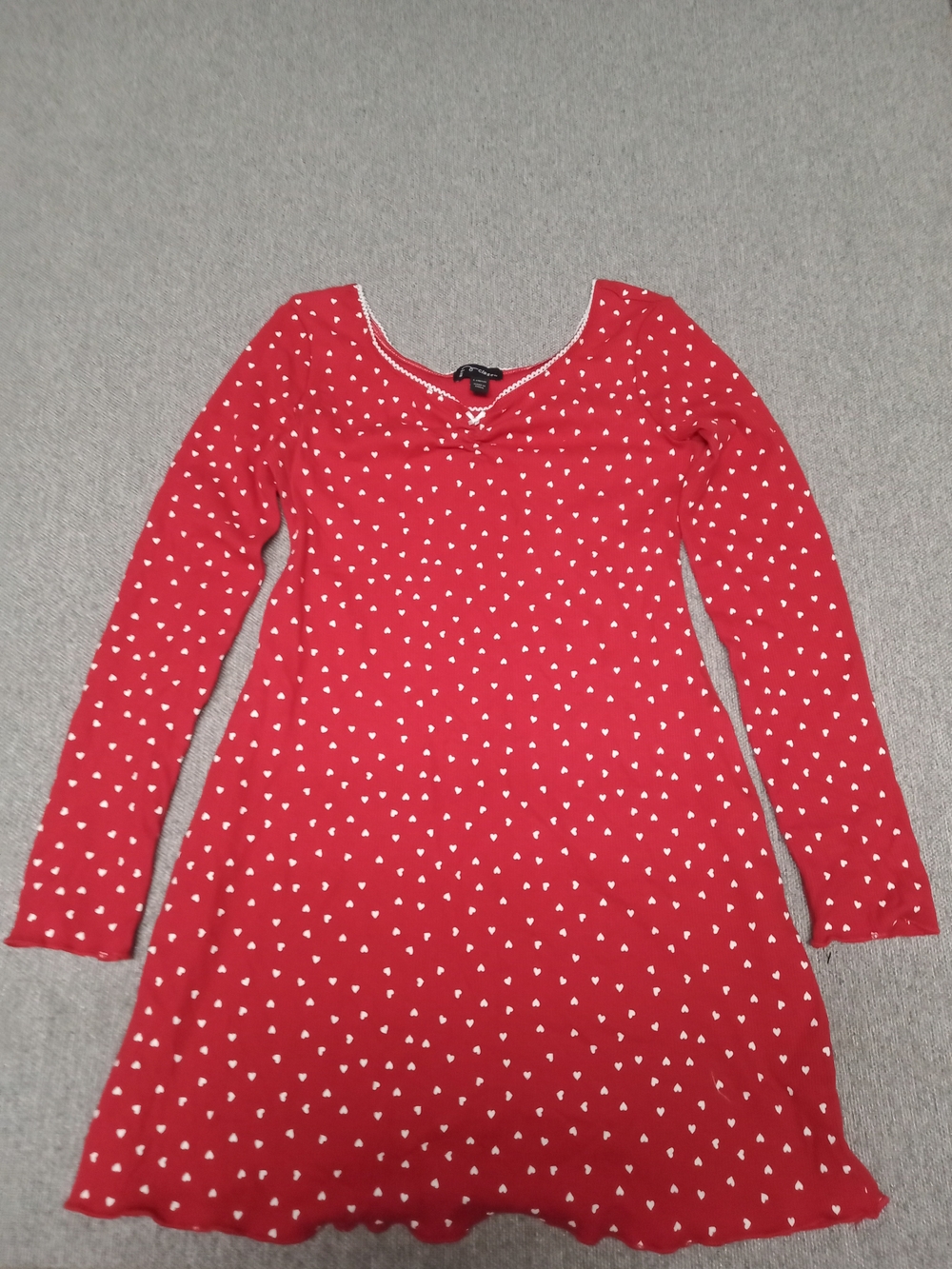 art class Red Heart-Print Long Sleeve A-Line Dress NWOT